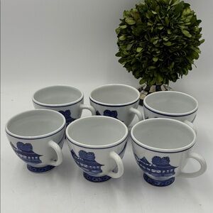 Blue and White Porcelain Tea Cups Set